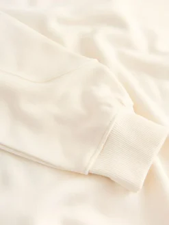 Online Next Relaxed Fit Heavyweight Longline Crew Neck Sweatshirt Ecru Off White