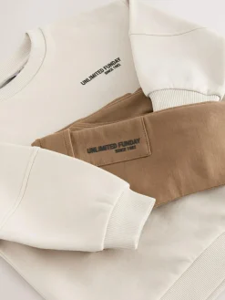 Online Next Utility Sweatshirt and Super Skinny Joggers Set (3mths-7yrs) Ecru Off White