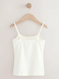 Outlet Next Strappy Textured Cami Vests 3 Pack (1.5-16yrs) Ecru pink stripe