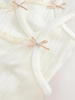 Outlet Next Strappy Textured Cami Vests 3 Pack (1.5-16yrs) Ecru pink stripe