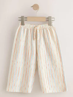 Hot Next Ecru Red & Blue Stripe Wide Leg Trousers (3mths-7yrs)