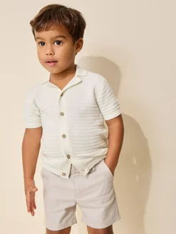 Next Revere Collar Short Sleeve Knitted Polo Shirt (3mths-7yrs)^BOY Knitwear|Knitwear