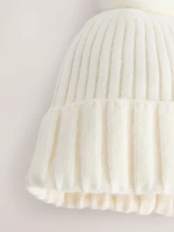 Next Ecru Rib Knit Pom Hat^Women Hats|Hats, Gloves & Scarves