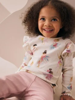 Clearance Next Ribbed Long Sleeve Frill T-Shirt (3mths-7yrs) Ecru