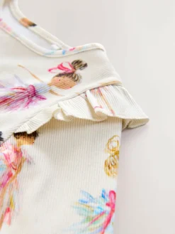 Clearance Next Ribbed Long Sleeve Frill T-Shirt (3mths-7yrs) Ecru