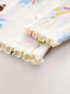 Clearance Next Ribbed Long Sleeve Frill T-Shirt (3mths-7yrs) Ecru