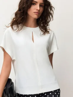 Next Short Sleeve Keyhole Crew Neck Top^Women Tops & T-Shirts|Blouses & Shirts