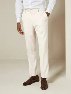 Next Ecru Slim Fit Textured Suit Trousers^ Pants & Chinos
