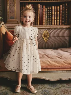 Online Next Ecru Spot Bow Dress (3mths-8yrs)