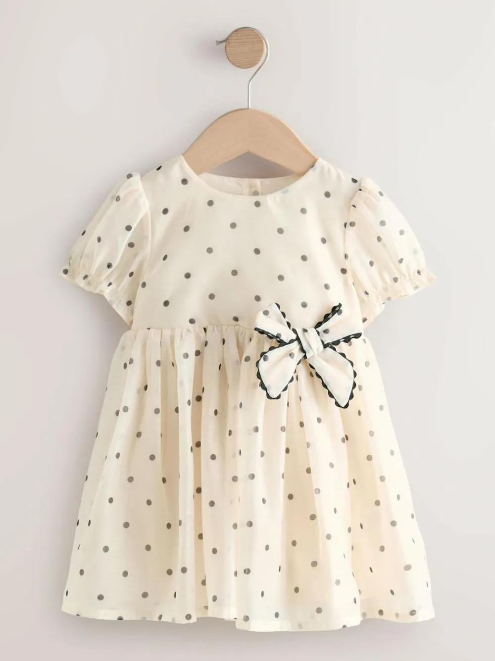 Online Next Ecru Spot Bow Dress (3mths-8yrs)