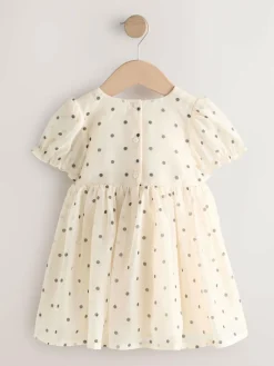 Online Next Ecru Spot Bow Dress (3mths-8yrs)