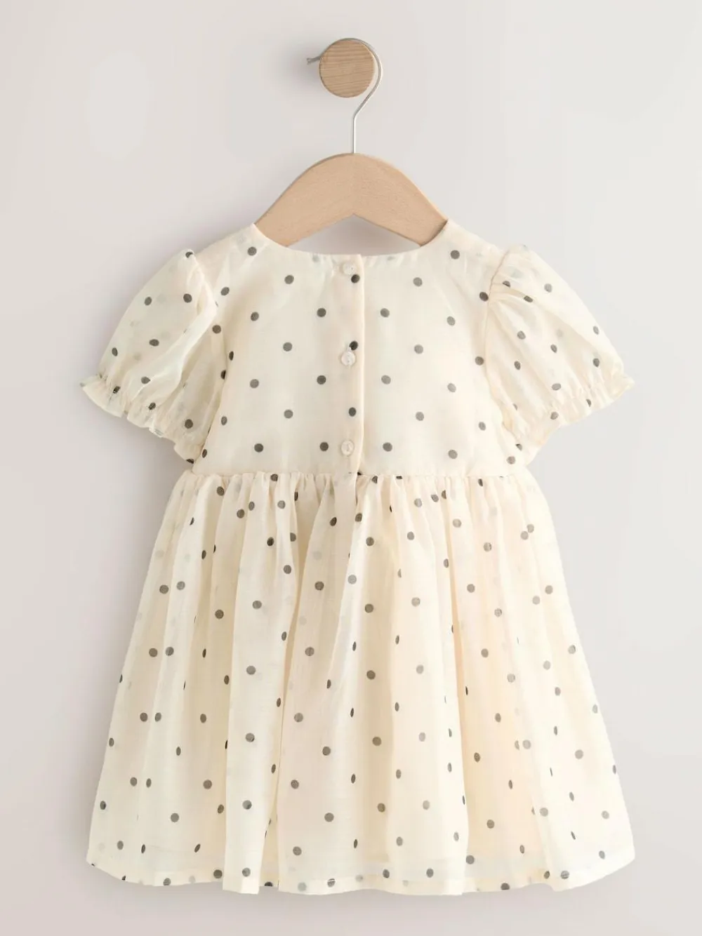 Online Next Ecru Spot Bow Dress (3mths-8yrs)