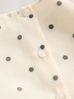 Online Next Ecru Spot Bow Dress (3mths-8yrs)