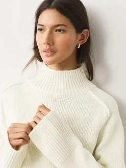 Discount Next Stand Neck Chunky Knit Jumper With Wool Ecru