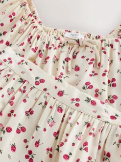 Sale Next Puff Sleeve Blouse and Skirt Set (3-16yrs) Ecru Strawberry