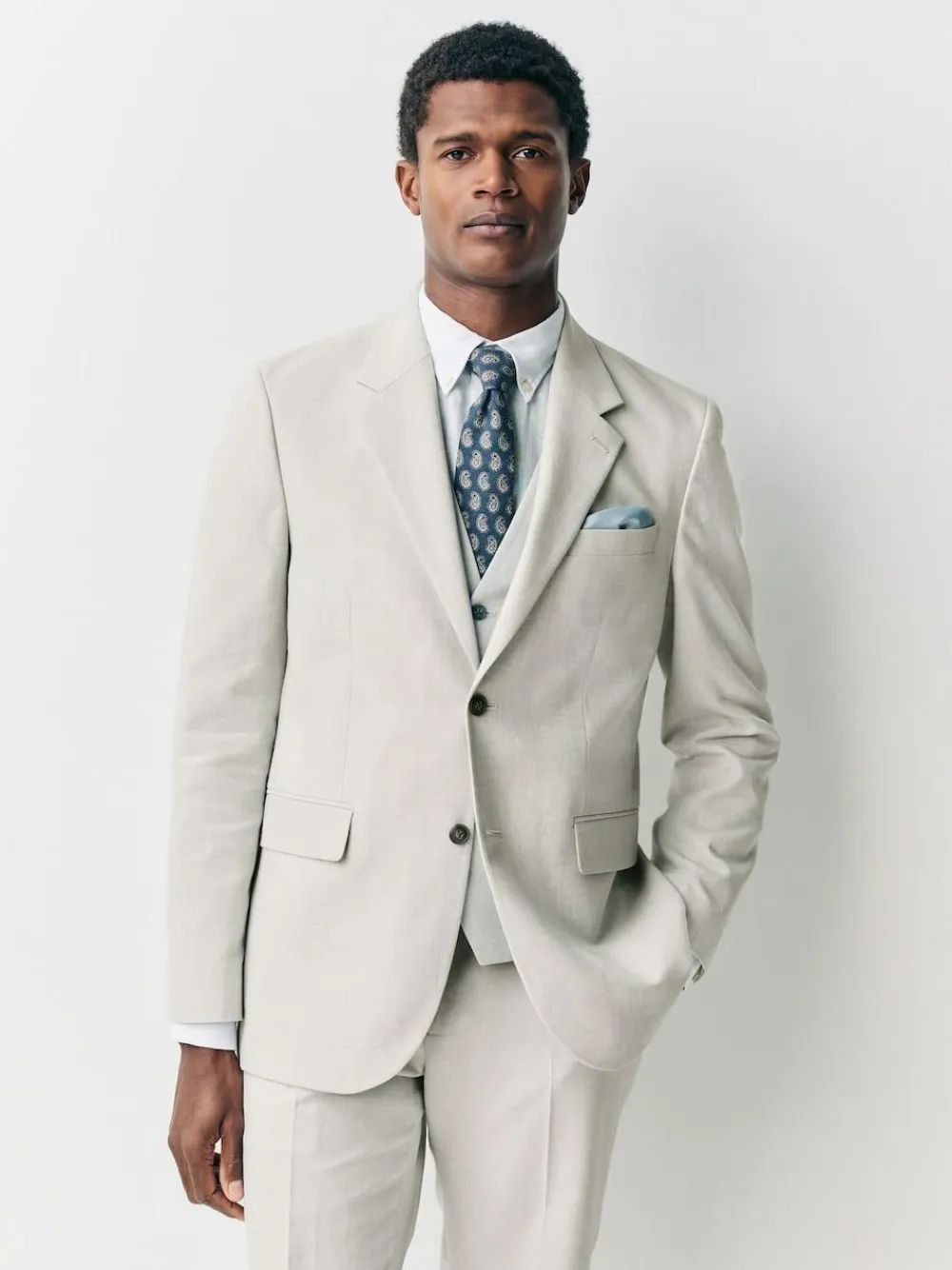 Next Ecru Tailored Fit Linen Blend Texture Suit Jacket^ Suits & Tuxedos