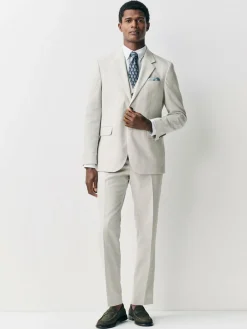 Next Ecru Tailored Fit Linen Blend Texture Suit Jacket^ Suits & Tuxedos