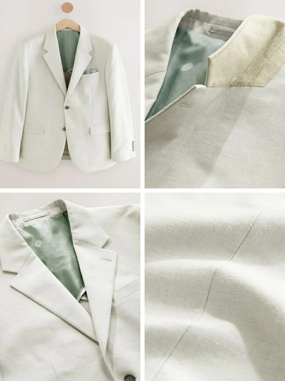 Next Ecru Tailored Fit Linen Blend Texture Suit Jacket^ Suits & Tuxedos