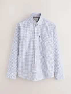 Online Next Ecru Tattersall Check Regular Fit Easy Iron Button Down Oxford Shirt
