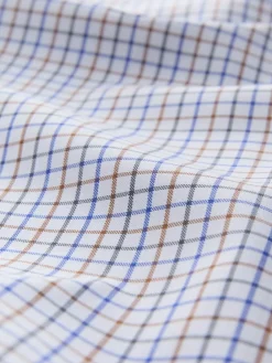 Online Next Ecru Tattersall Check Regular Fit Easy Iron Button Down Oxford Shirt