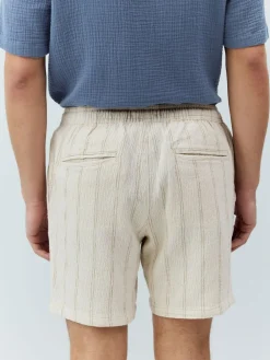Next Ecru Textured Stripe Elasticated Waist Shorts^ Shorts