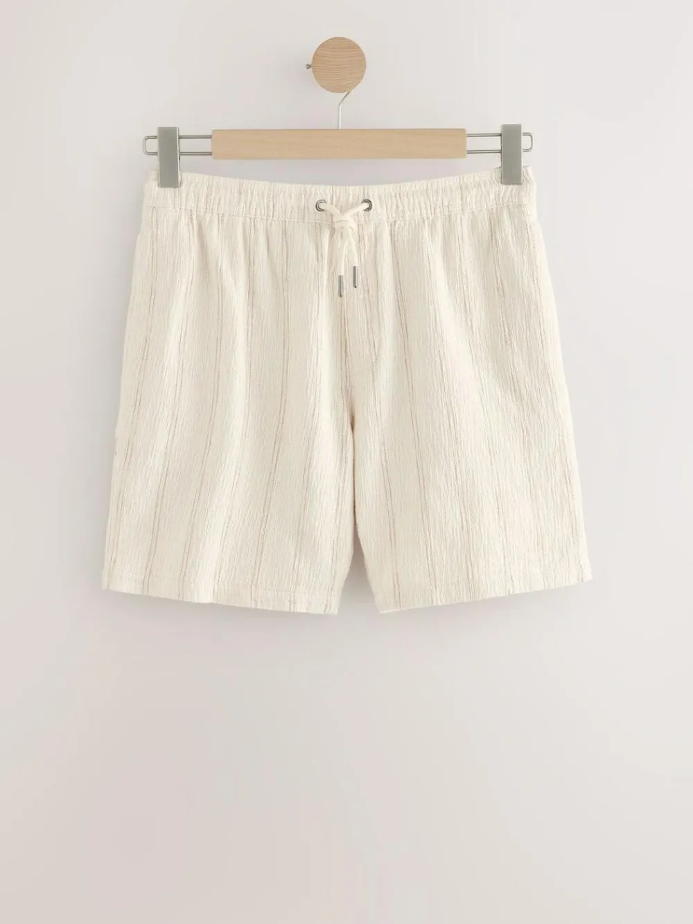 Next Ecru Textured Stripe Elasticated Waist Shorts^ Shorts