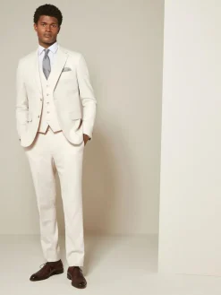 Next Ecru Textured Suit Waistcoat^ Vests