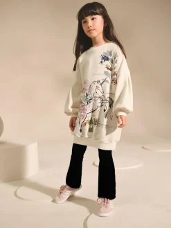 Next Ecru Unicorn Graphic Jumper Dress (3-16yrs)^ Knitwear & Sweaters|Knitwear