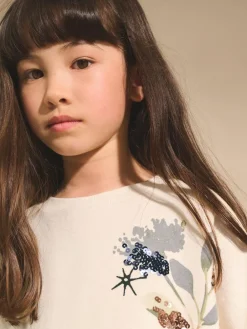 Next Ecru Unicorn Graphic Jumper Dress (3-16yrs)^ Knitwear & Sweaters|Knitwear