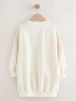 Next Ecru Unicorn Graphic Jumper Dress (3-16yrs)^ Knitwear & Sweaters|Knitwear