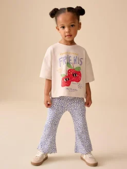 Online Next Ecru White Apple Character Short Sleeve Top and Leggings Set (3mths-7yrs)