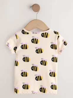 Hot Next Short Sleeve Rib T-Shirt (3mths-7yrs) Ecru White Bee
