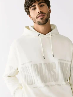 Next Ecru White Graphic Print Hoodie^ Sweatshirts & Hoodies|Sweatshirts & Hoodies