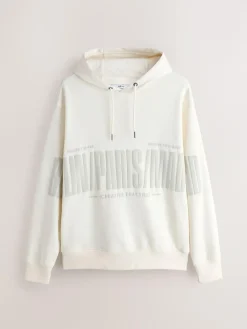 Next Ecru White Graphic Print Hoodie^ Sweatshirts & Hoodies|Sweatshirts & Hoodies