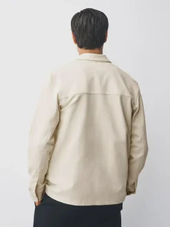 Next Ecru White Jersey Twill Popper Shacket^ Occasionwear|Coats & Jackets