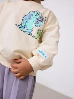 Next Ecru White Monsters, Inc Long Sleeve Top and Barrel Leg Trousers (3mths-7yrs)