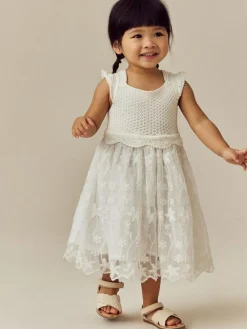 Outlet Next Ecru White Occasion Knit Dress (3mths-10yrs)