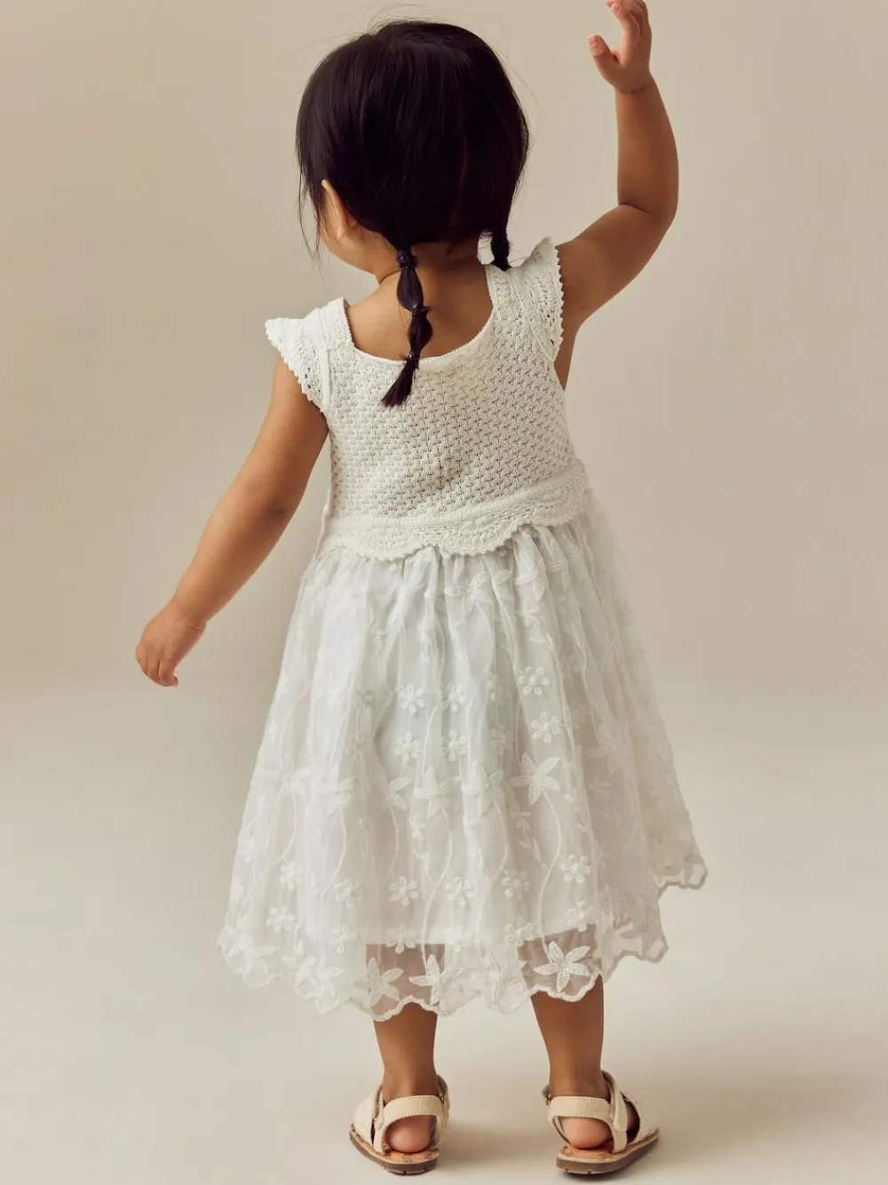 Outlet Next Ecru White Occasion Knit Dress (3mths-10yrs)