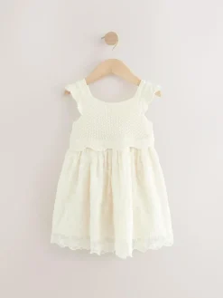 Outlet Next Ecru White Occasion Knit Dress (3mths-10yrs)