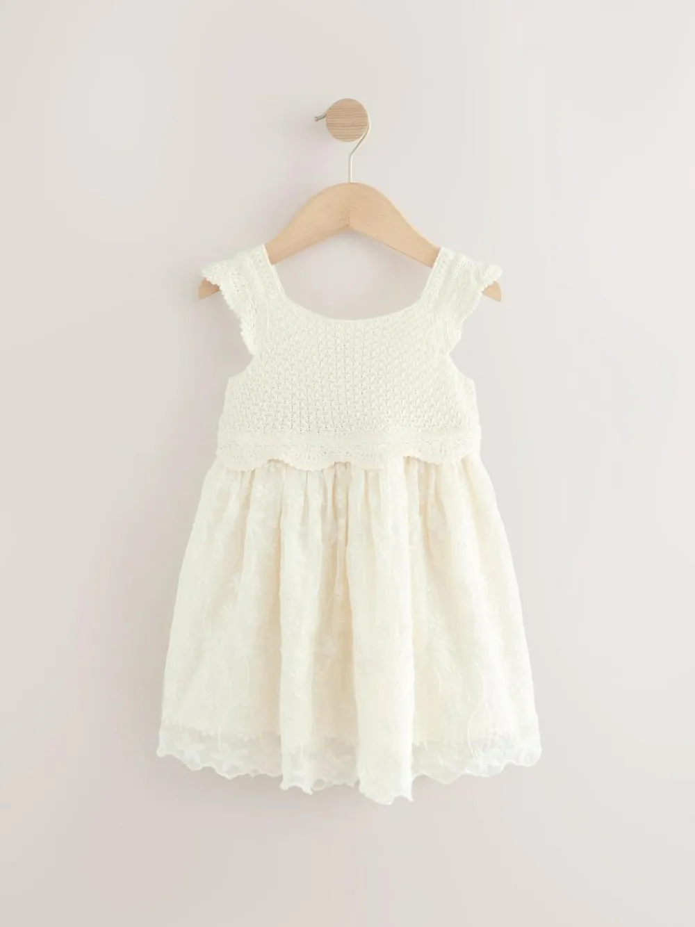 Outlet Next Ecru White Occasion Knit Dress (3mths-10yrs)