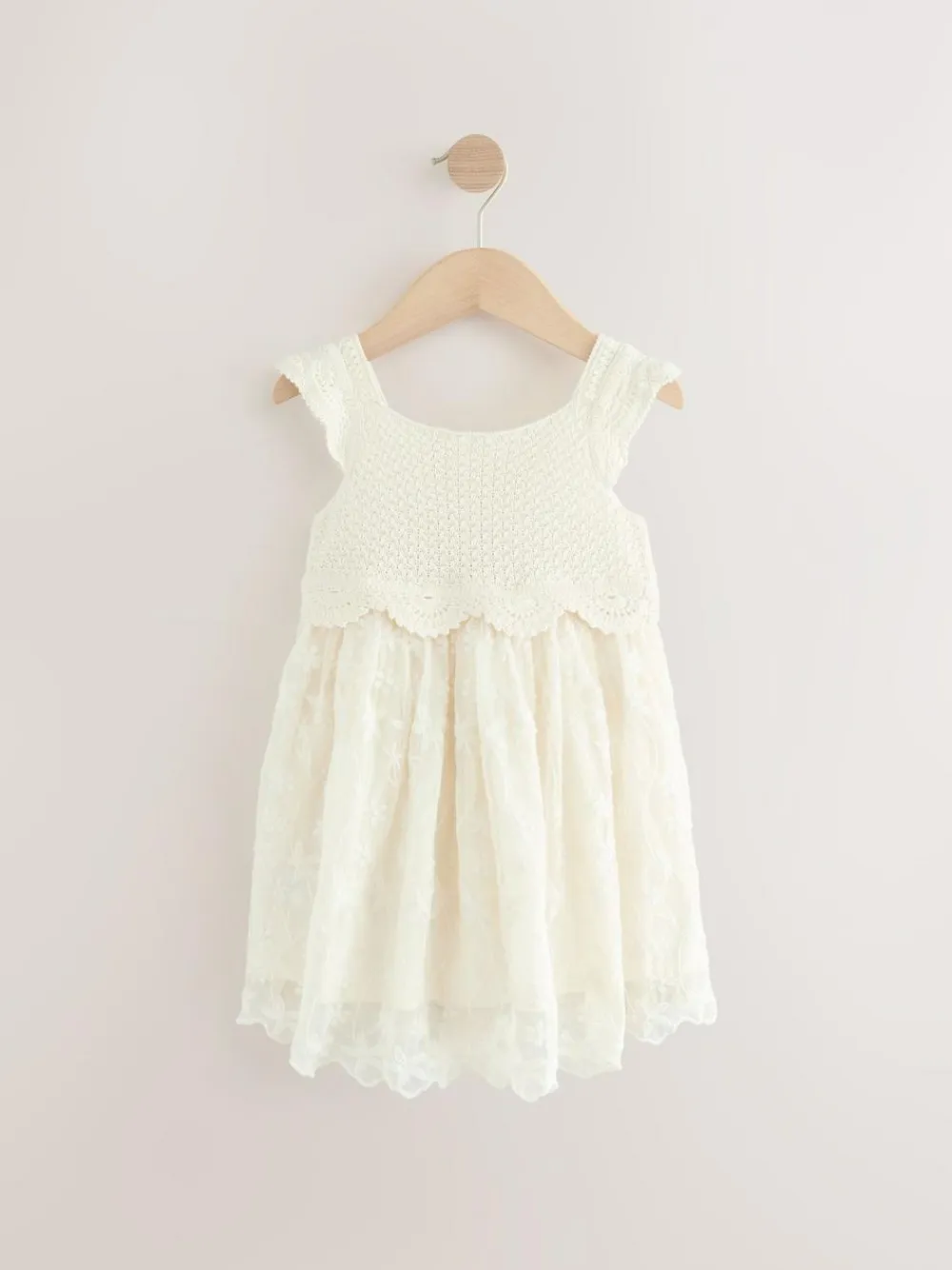 Outlet Next Ecru White Occasion Knit Dress (3mths-10yrs)