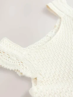 Outlet Next Ecru White Occasion Knit Dress (3mths-10yrs)