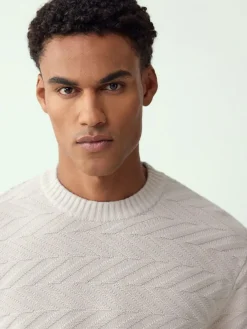 Next Regular Fit Cotton Rich Chevron Cable Crew Neck Jumper^ Knitwear|Knitwear