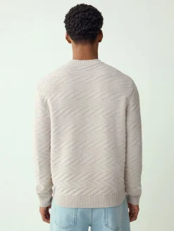 Next Regular Fit Cotton Rich Chevron Cable Crew Neck Jumper^ Knitwear|Knitwear