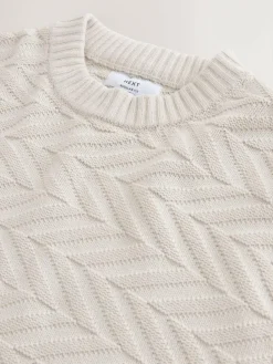 Next Regular Fit Cotton Rich Chevron Cable Crew Neck Jumper^ Knitwear|Knitwear