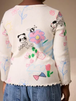 Sale Next Ecru White Rib Long Sleeve T-Shirt (3mths-7yrs)