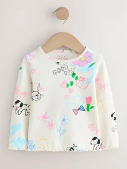 Sale Next Ecru White Rib Long Sleeve T-Shirt (3mths-7yrs)