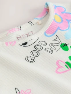 Sale Next Ecru White Rib Long Sleeve T-Shirt (3mths-7yrs)