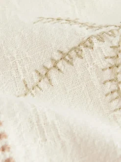 Outlet Next Ecru White Short Sleeve Embroidered 100% Cotton Shirt (3mths-7yrs)