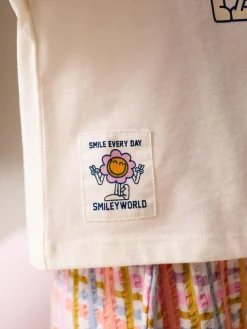 Best Next Ecru White Smiley Short Sleeve Top and Barrel Trousers Set (3mths-7yrs)